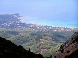 View of Roda, Corfu, Greece from the mountains